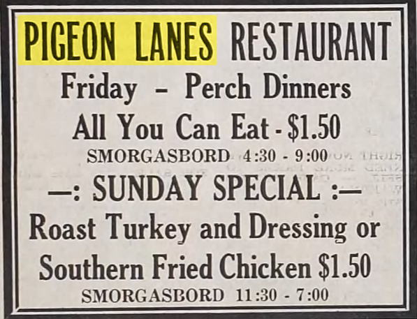 Pigeon Lanes - Jan 1965 Ad
